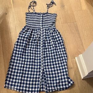 Women’s Aerie Blue and White Gingham Sundress with Tie Straps